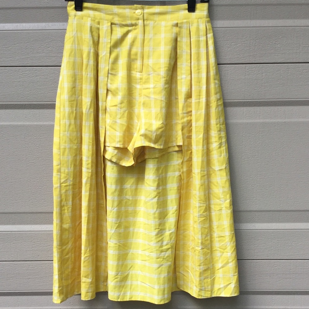 New ASOS Yellow Checked Long Skort - Picture 7 of 8